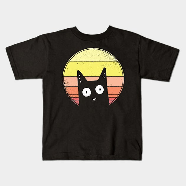 Cat Face Vintage Retro Funny Kids T-Shirt by funkyteesfunny